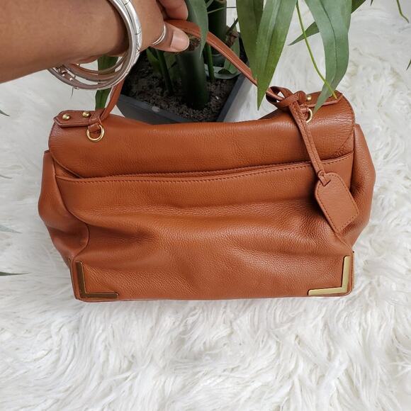 Badgley Mischka Brown Satchel Turnkey Clasp Purse - Picture 2 of 10